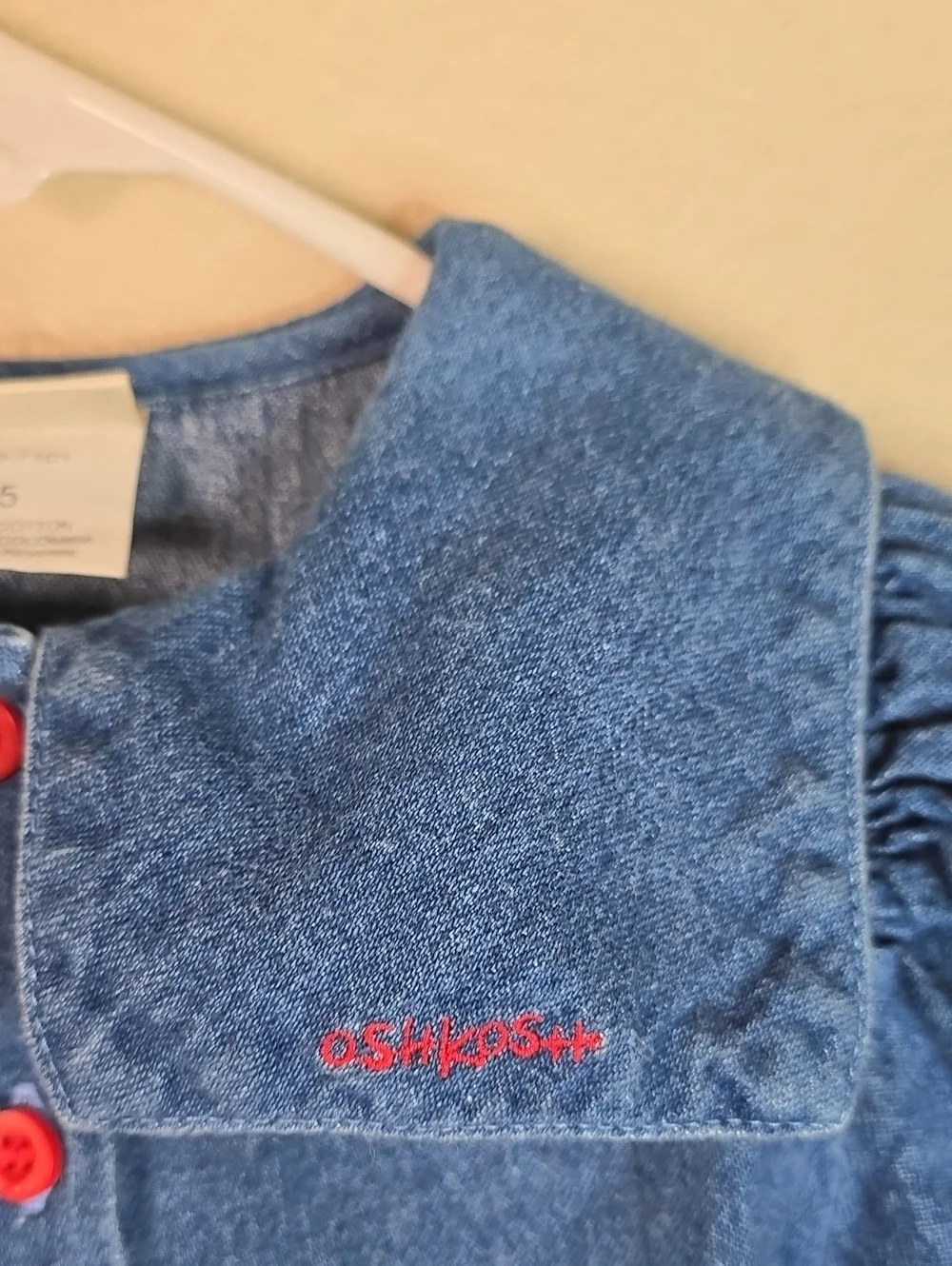 Vintage Oshkosh Denim Embroiderie Midi Kids Dress Size 5t